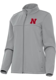 Womens Nebraska Cornhuskers Grey Antigua Links Light Weight Jacket