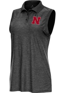 Womens Nebraska Cornhuskers Black Antigua Recap Polo Shirt