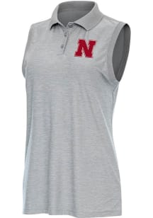 Womens Nebraska Cornhuskers Grey Antigua Recap Polo Shirt