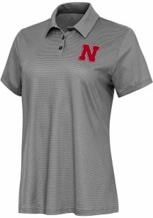 Womens Nebraska Cornhuskers White Antigua Rings Short Sleeve Polo Shirt