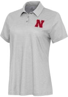 Womens Nebraska Cornhuskers White Antigua Rings Short Sleeve Polo Shirt