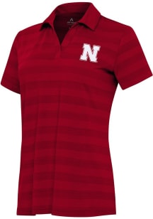 Womens Nebraska Cornhuskers Red Antigua Tunnel Short Sleeve Polo Shirt