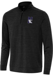 Antigua Northwestern Wildcats Mens Black Bright Long Sleeve Qtr Zip Pullover