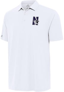 Mens Northwestern Wildcats White Antigua Era Short Sleeve Polo Shirt