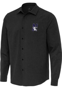 Mens Northwestern Wildcats  Antigua Exposure Long Sleeve Dress Shirt