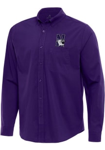 Mens Northwestern Wildcats Purple Antigua Flight Long Sleeve Dress Shirt