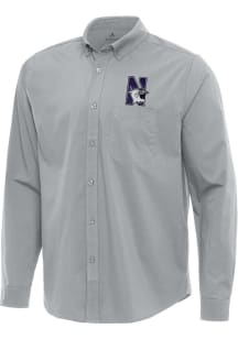 Mens Northwestern Wildcats Grey Antigua Flight Long Sleeve Dress Shirt