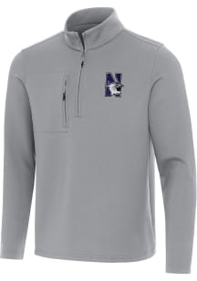 Mens Northwestern Wildcats Grey Antigua Insider Qtr Zip Pullover