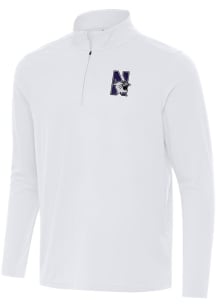 Mens Northwestern Wildcats White Antigua Intent Qtr Zip Pullover