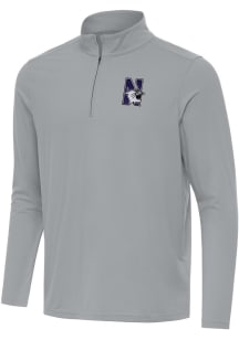 Mens Northwestern Wildcats Grey Antigua Intent Qtr Zip Pullover