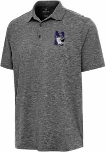 Mens Northwestern Wildcats Black Antigua Par 3 Short Sleeve Polo Shirt