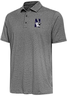 Antigua Northwestern Wildcats Mens Black Scheme Short Sleeve Polo