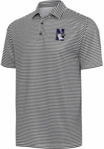 Mens Northwestern Wildcats Black Antigua Skills Short Sleeve Polo Shirt