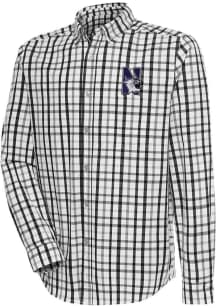 Mens Northwestern Wildcats Black Antigua Tending Long Sleeve Dress Shirt