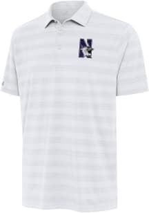 Mens Northwestern Wildcats White Antigua Tunnel Short Sleeve Polo Shirt