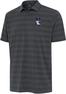 Mens Northwestern Wildcats Grey Antigua Tunnel Short Sleeve Polo Shirt