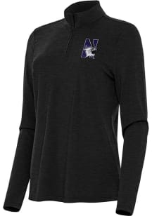 Womens Northwestern Wildcats Black Antigua Bright Qtr Zip