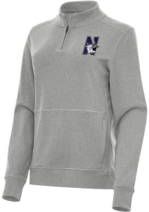 Womens Northwestern Wildcats Grey Antigua Crush Qtr Zip