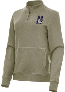 Womens Northwestern Wildcats Olive Antigua Crush Qtr Zip