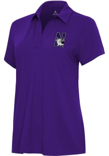 Womens Northwestern Wildcats Purple Antigua Era Short Sleeve Polo Shirt