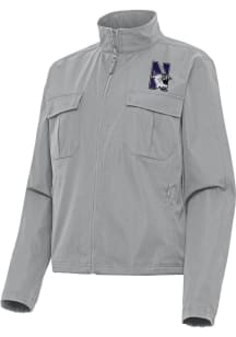 Womens Northwestern Wildcats Grey Antigua Even Par Light Weight Jacket