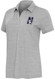 Womens Northwestern Wildcats Grey Antigua Layout Short Sleeve Polo Shirt