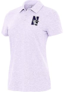 Womens Northwestern Wildcats Lavender Antigua Matter Short Sleeve Polo Shirt