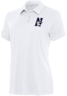 Womens Northwestern Wildcats White Antigua Reprocess Recycled Short Sleeve Polo Shirt