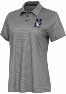 Womens Northwestern Wildcats White Antigua Rings Short Sleeve Polo Shirt