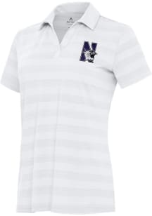 Womens Northwestern Wildcats White Antigua Tunnel Short Sleeve Polo Shirt