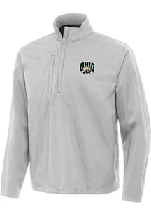 Antigua Ohio Bobcats Mens Grey Brisk Long Sleeve Qtr Zip Pullover