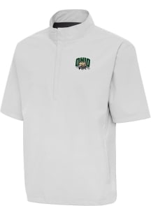 Antigua Ohio Bobcats Mens Grey Brisk Short Sleeve Jacket