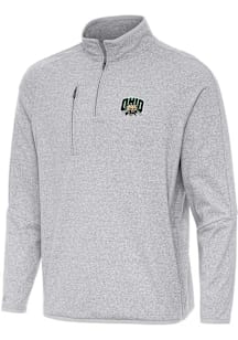 Antigua Ohio Bobcats Mens Grey Certain Long Sleeve Qtr Zip Pullover