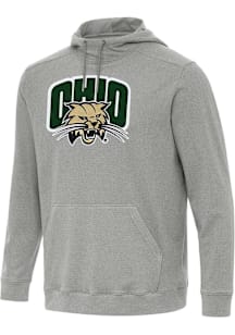 Antigua Ohio Bobcats Mens Grey Full Front Cloud Long Sleeve Hoodie