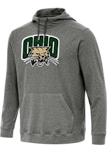 Antigua Ohio Bobcats Mens Black Full Front Cloud Long Sleeve Hoodie