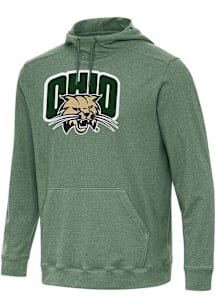 Antigua Ohio Bobcats Mens Green Full Front Cloud Long Sleeve Hoodie