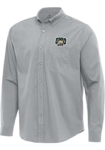 Antigua Ohio Bobcats Mens Grey Flight Long Sleeve Dress Shirt