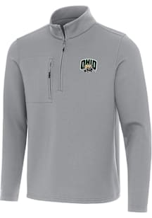 Antigua Ohio Bobcats Mens Grey Insider Long Sleeve Qtr Zip Pullover