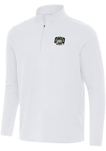 Antigua Ohio Bobcats Mens White Intent Long Sleeve Qtr Zip Pullover