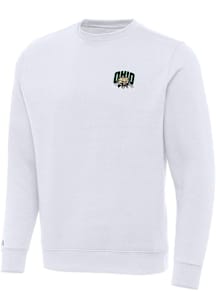 Antigua Ohio Bobcats Mens White Victory Long Sleeve Crew Sweatshirt