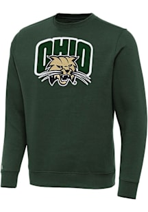 Antigua Ohio Bobcats Mens Green Full Front Victory Long Sleeve Crew Sweatshirt