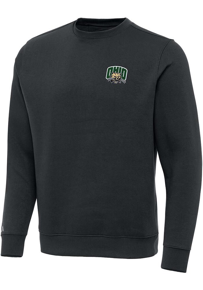 Antigua Ohio Bobcats Mens Charcoal Victory Long Sleeve Crew Sweatshirt