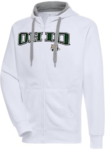 Antigua Ohio Bobcats Mens White Split Victory Long Sleeve Full Zip Jacket