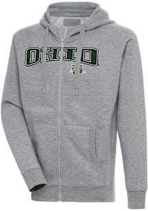 Antigua Ohio Bobcats Mens Grey Split Victory Long Sleeve Full Zip Jacket