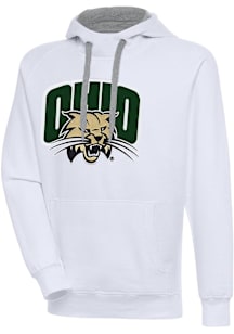 Antigua Ohio Bobcats Mens White Full Front Victory Long Sleeve Hoodie