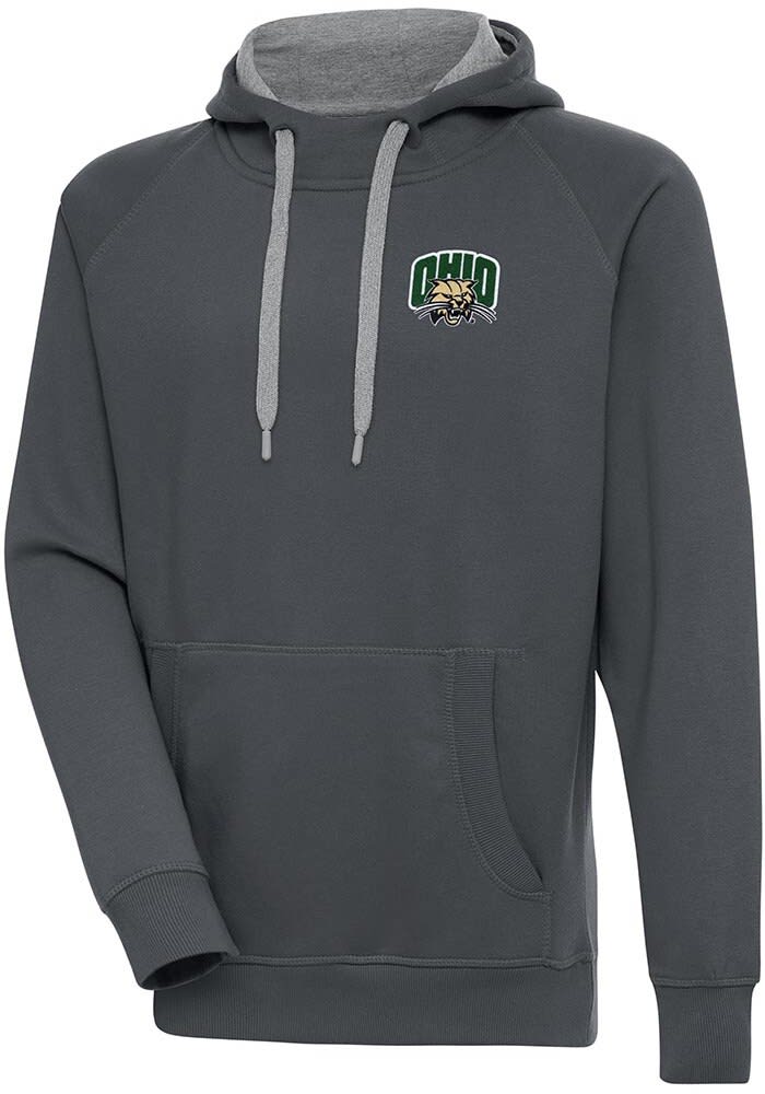 Antigua Ohio Bobcats Mens Charcoal Victory Long Sleeve Hoodie