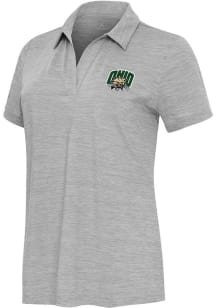 Antigua Ohio Bobcats Womens Grey Layout Short Sleeve Polo Shirt