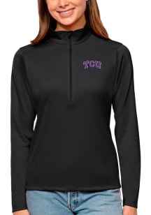 Antigua Horned Frogs Womens Black Tribute 1/4 Zip Pullover