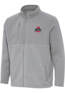 Mens Ohio State Buckeyes Grey Antigua Daily Fused Medium Weight Jacket