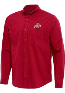 Mens Ohio State Buckeyes Red Antigua Flight Long Sleeve Dress Shirt